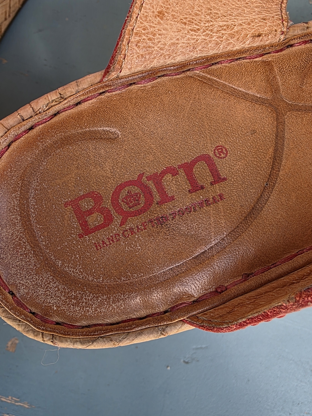 Born Pink Leather Cork Wedge Comfort Slide Sandals Size 7 - Picture 8 of 12